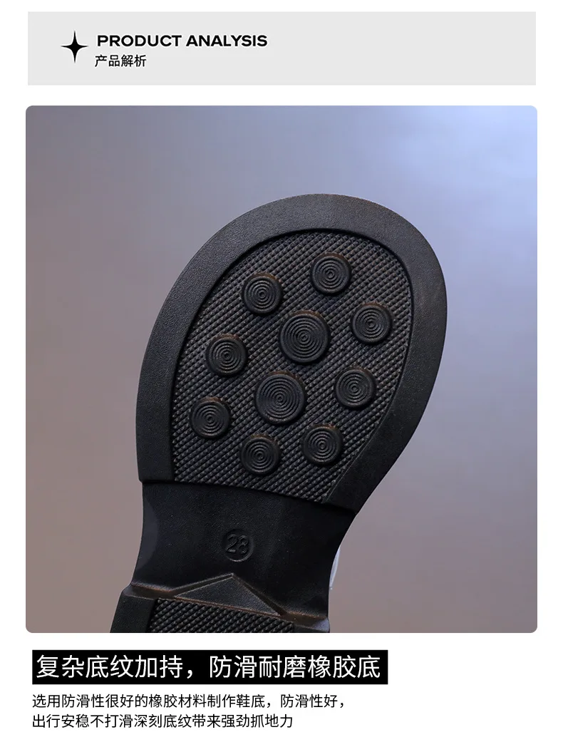 Butterfly Knot Anti Slip Round Toe Girls Leather Shoes Spring Autumn Outdoor PU Sweet Princess Leather Shoes Sandalias De Mujer