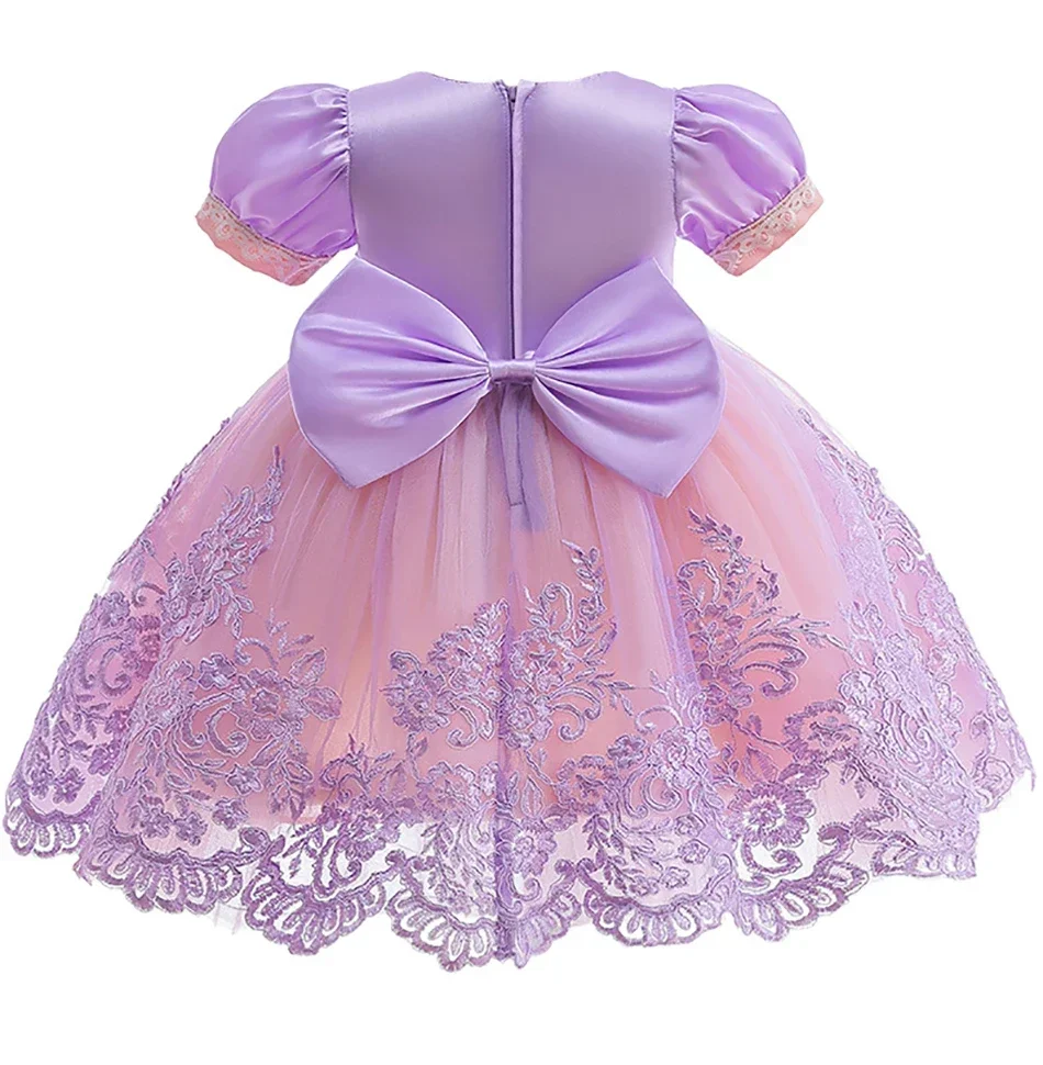 Girls New Fancy Girl Embroidered Flower Rapunzel Princess Party Dress Christmas Baby Girls Sofia Puff Sleeve Infants Ball Gowns