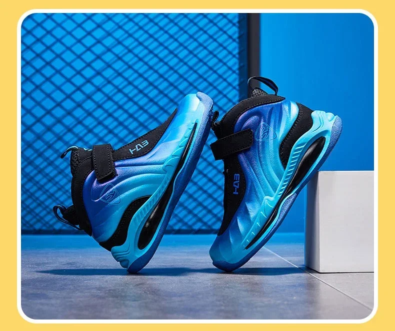 Trend Cool Kids Shoes Leather Lightweight Breathable Boy Girl Sneakers Basketball Shoes Non-slip Children Outdoor Running Shoes