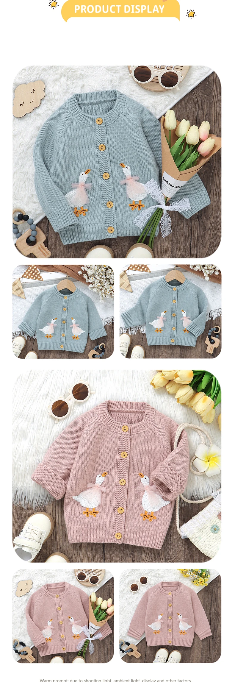 Baby Sweater Knit Infant Boy Girl Cardigan Fashion Cute Cartoon Goose Newborn Children Clothes Long Sleeve Autumn Tops Outerwear