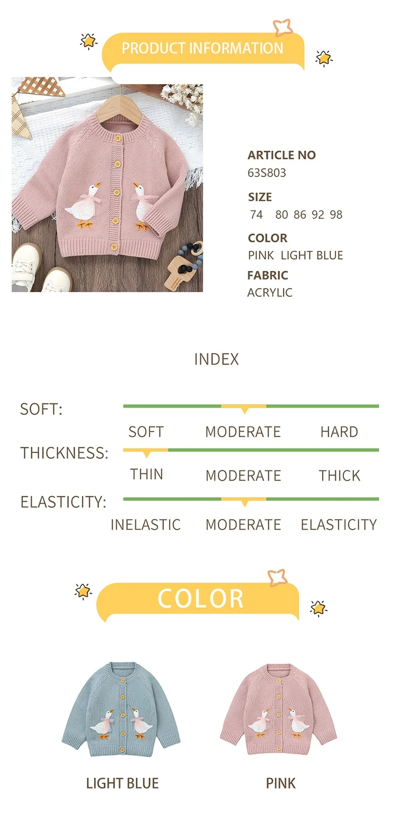 Baby Sweater Knit Infant Boy Girl Cardigan Fashion Cute Cartoon Goose Newborn Children Clothes Long Sleeve Autumn Tops Outerwear