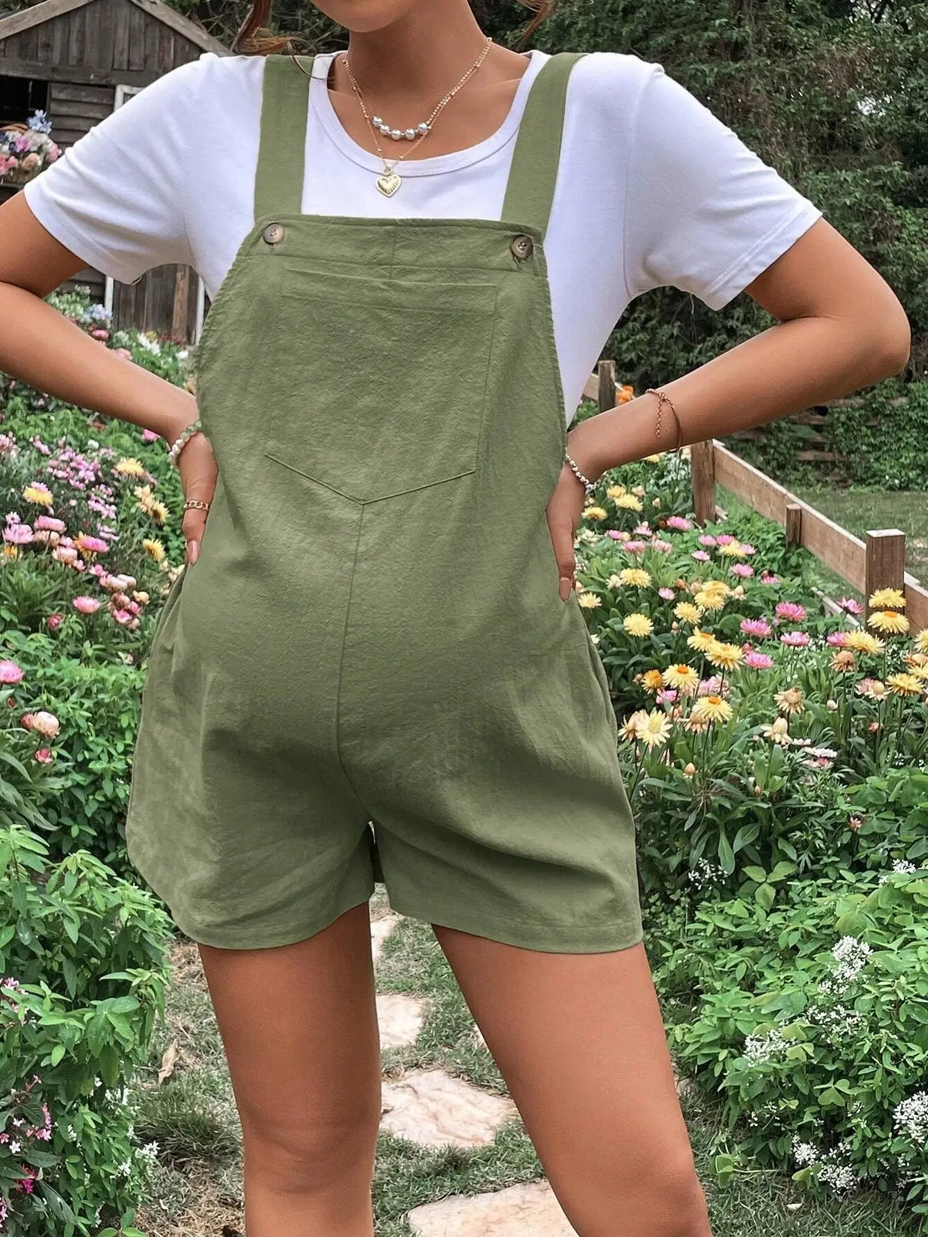 2024 Summer New Pregnant Women's Solid Color Suspender Jumpsuit With Adjustable Waist Comfortable Casual Women's Shorts