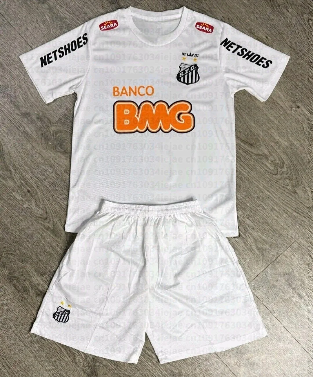 2026 New Men and Women Kid 2 Piece Set Streetwear Santos Print Short Sleeve T Shirt and Shorts Summer Football Tracksuit