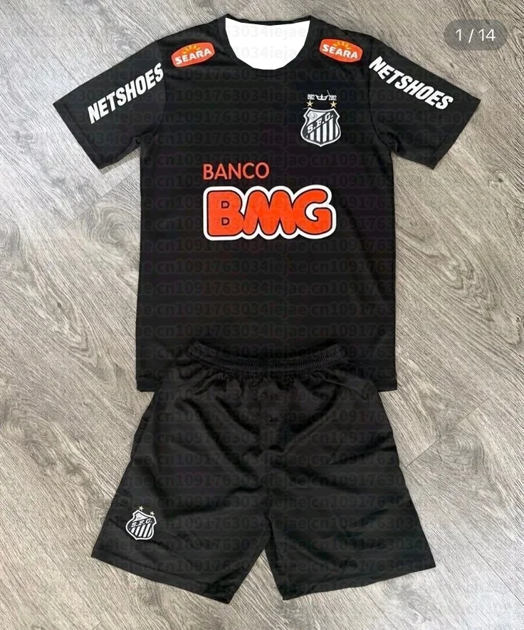 2026 New Men and Women Kid 2 Piece Set Streetwear Santos Print Short Sleeve T Shirt and Shorts Summer Football Tracksuit