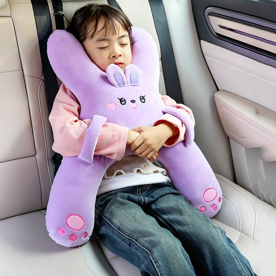 Car Cute Cartoon Pillow Car Mounted Child Sleeping Pillow Car Removable Comfortable Breathable Headrest Lumbar Support