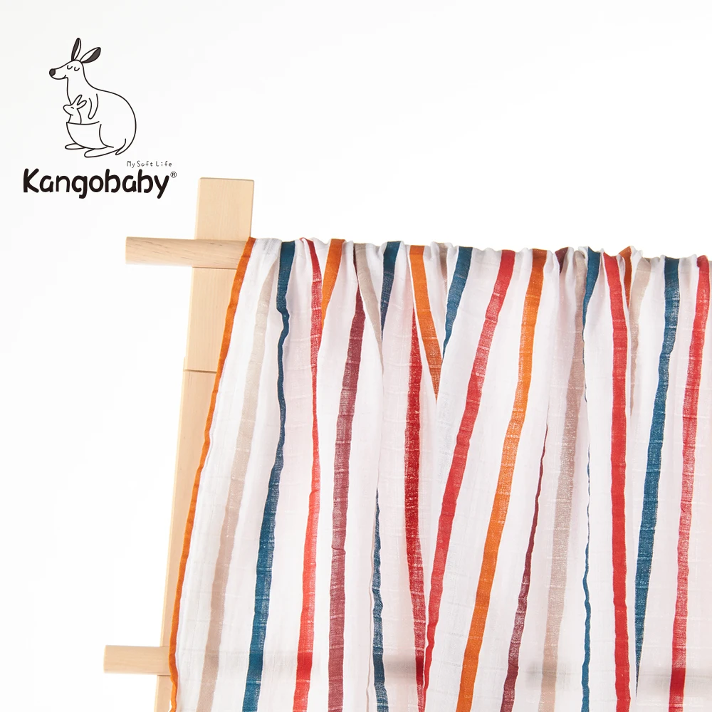 Kangobaby New Design 2pcs Set Double Layers 100% Cotton Newborn Baby Muslin Swaddle Blanket