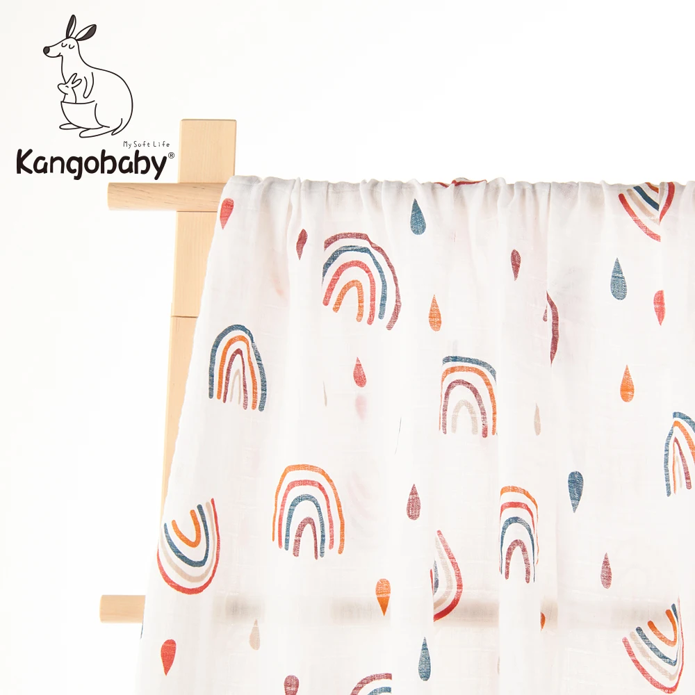 Kangobaby New Design 2pcs Set Double Layers 100% Cotton Newborn Baby Muslin Swaddle Blanket