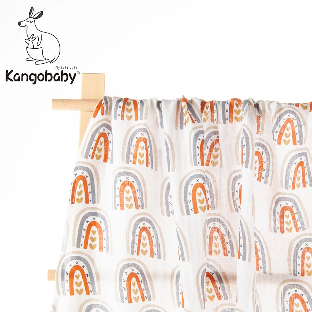 Kangobaby New Design 2pcs Set Double Layers 100% Cotton Newborn Baby Muslin Swaddle Blanket