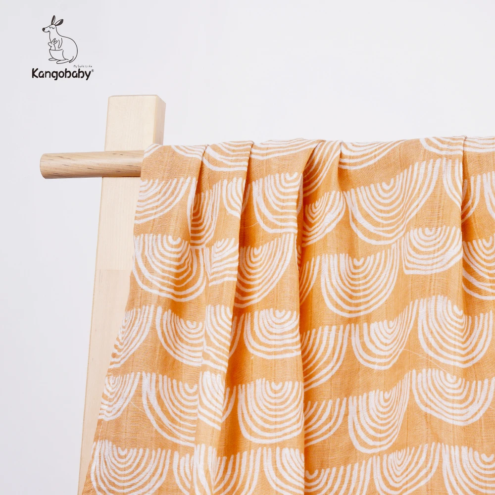 Kangobaby New Design 2pcs Set Double Layers 100% Cotton Newborn Baby Muslin Swaddle Blanket