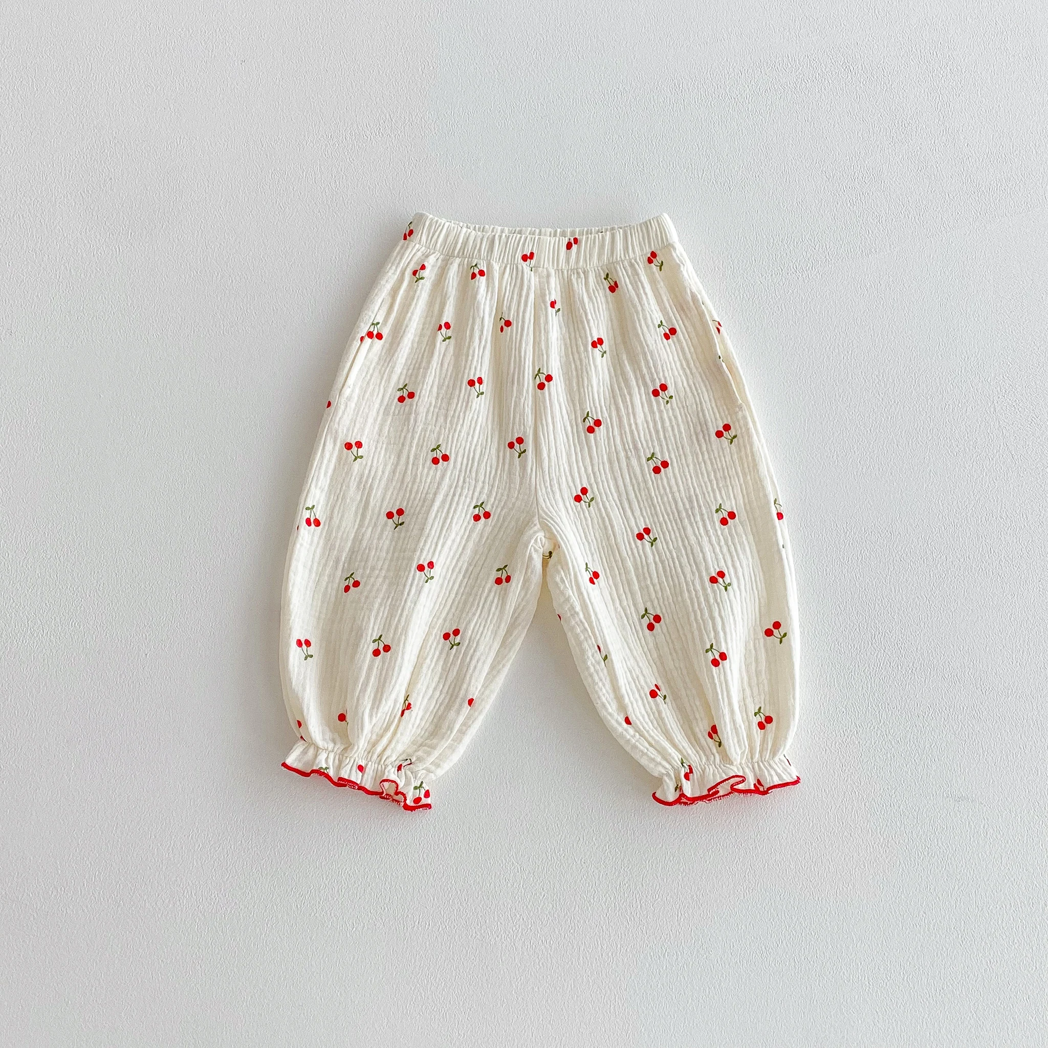 Little Cherry, A Full-Print Long-Sleeved Set With a Large Lapel, Sweet and Casual Long Pants