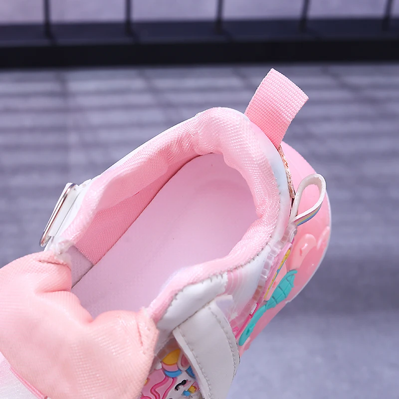 MGO Kidss Spring and Autumn New Girls' Shoes Glow Shoes Flashing Shoes rainbow Pony Daddy Shoes Children's Sports Shoes Girls so
