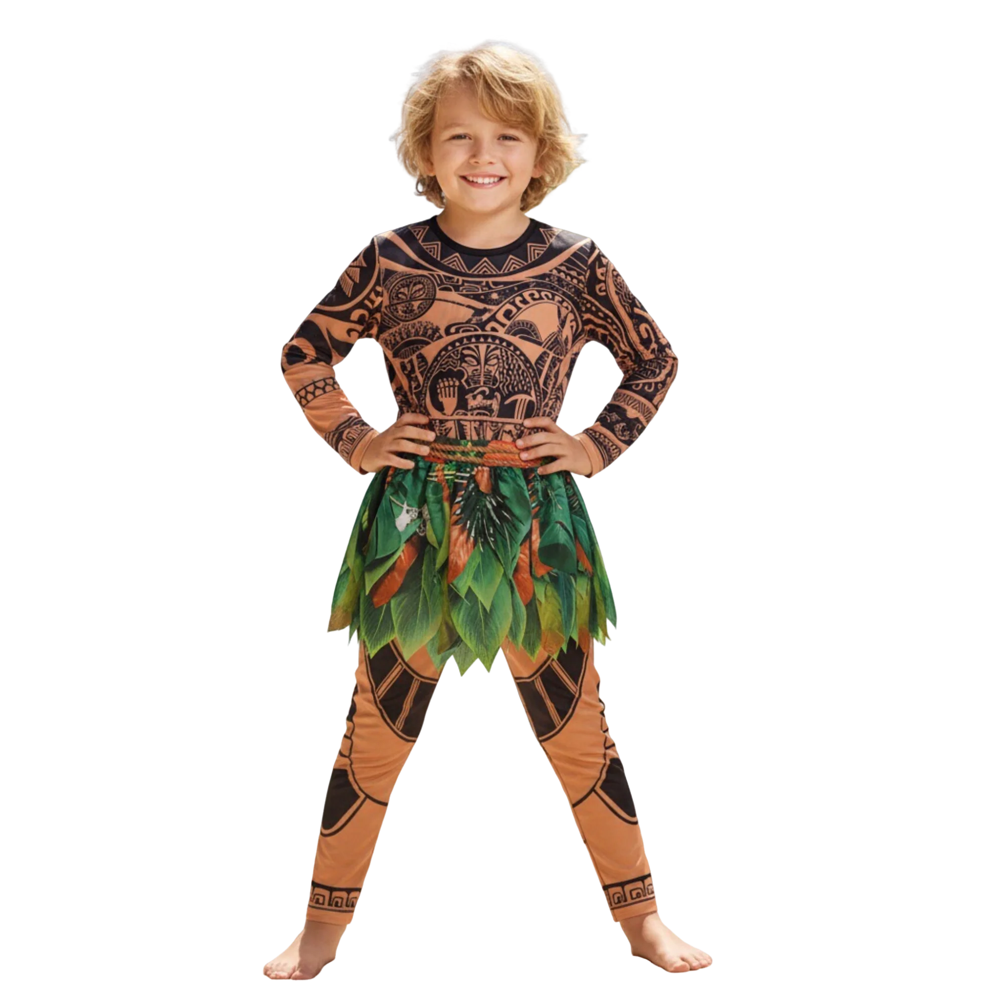 Moana Adult Children Demi God Maui Tattoo Costume Set Halloween Carnival Cosplay TattooTops Pants Outfit For Boys Men Summer