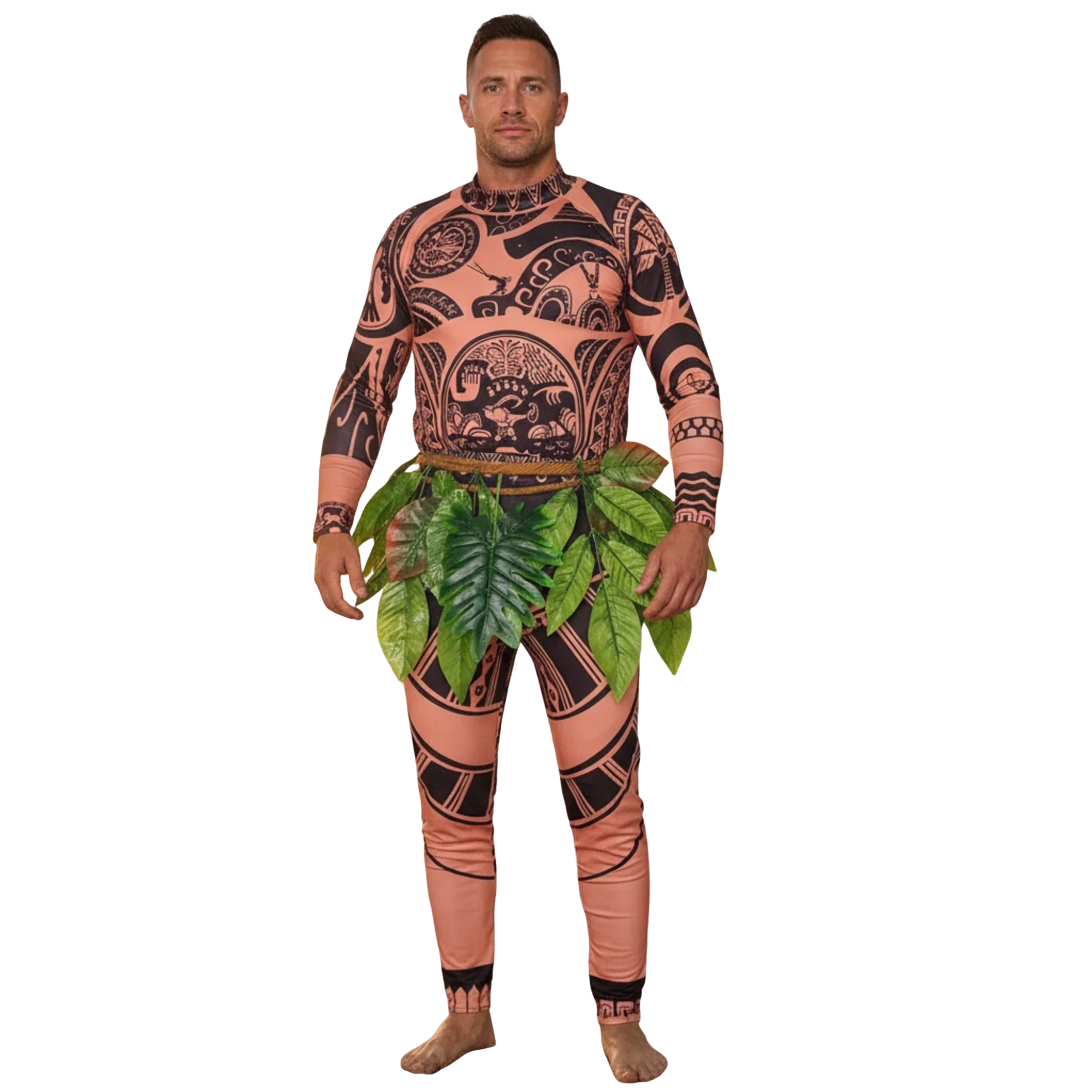 Moana Adult Children Demi God Maui Tattoo Costume Set Halloween Carnival Cosplay TattooTops Pants Outfit For Boys Men Summer