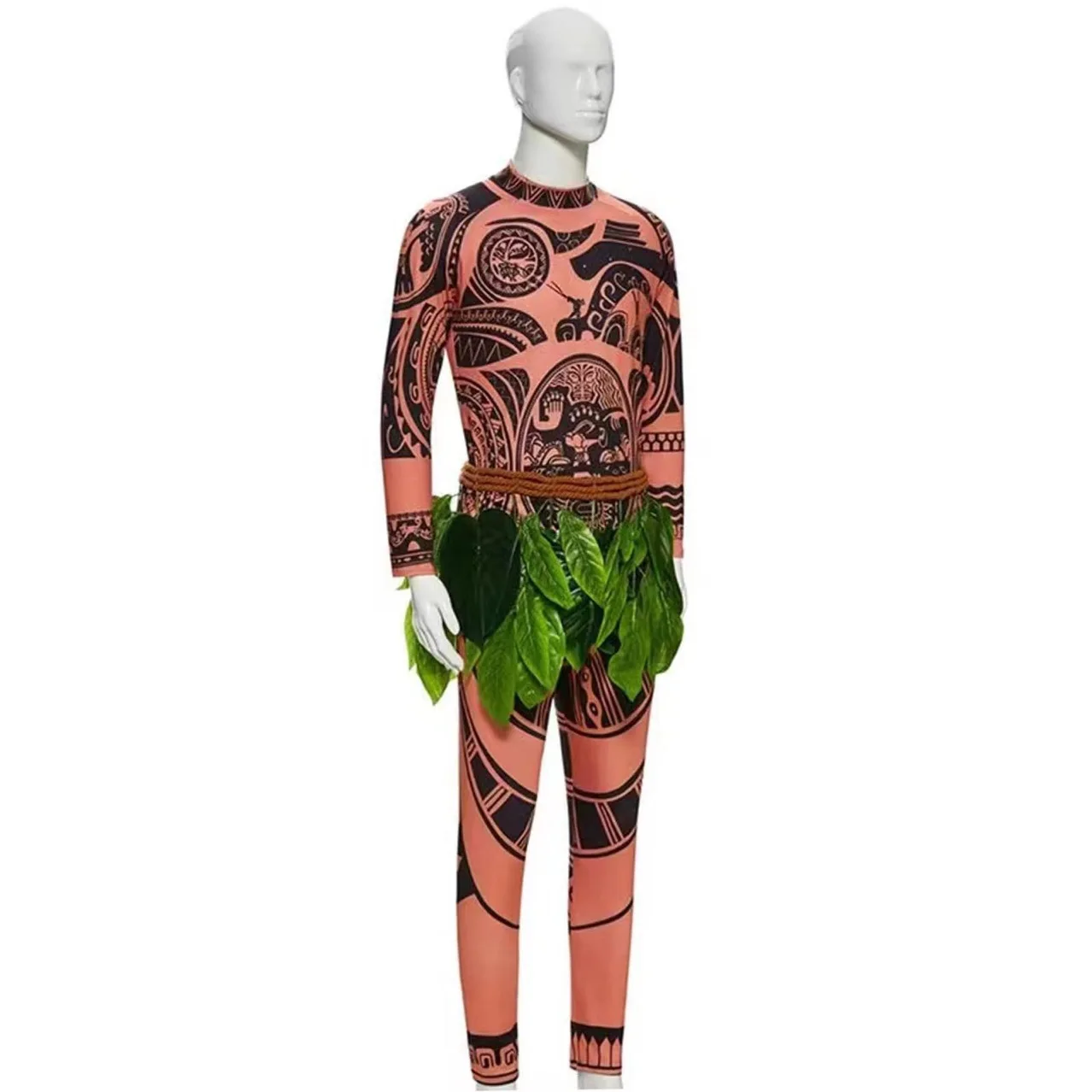 Moana Adult Children Demi God Maui Tattoo Costume Set Halloween Carnival Cosplay TattooTops Pants Outfit For Boys Men Summer