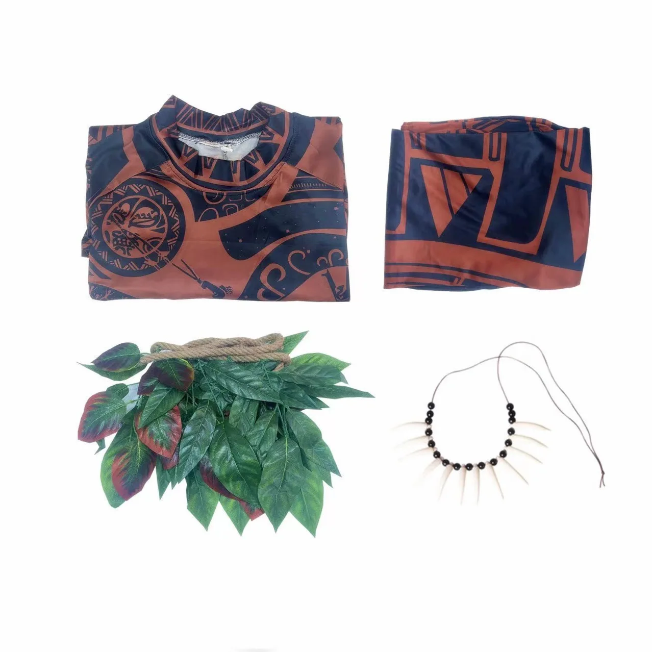 Moana Adult Children Demi God Maui Tattoo Costume Set Halloween Carnival Cosplay TattooTops Pants Outfit For Boys Men Summer