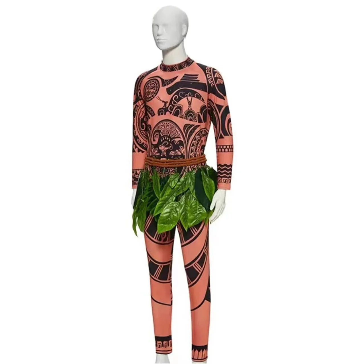 Moana Adult Children Demi God Maui Tattoo Costume Set Halloween Carnival Cosplay TattooTops Pants Outfit For Boys Men Summer