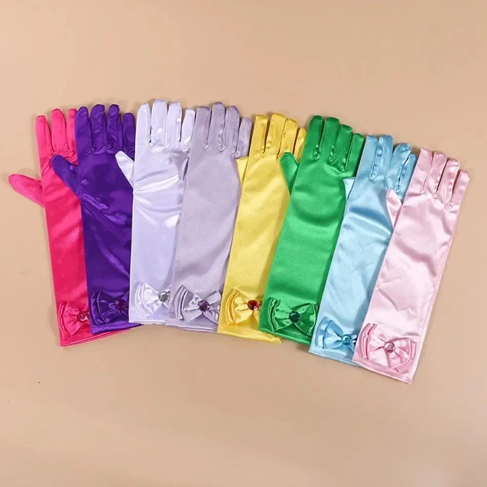 Wholesale 10pairs/lot Princess Girls Long Gloves Finger Set for Birthday Party Wedding Elsa Anna Belle Sofia  Accessories Mitten