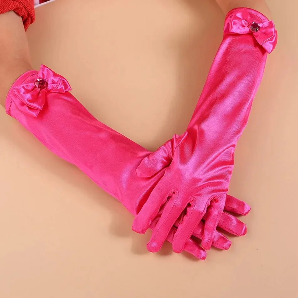 Wholesale 10pairs/lot Princess Girls Long Gloves Finger Set for Birthday Party Wedding Elsa Anna Belle Sofia  Accessories Mitten