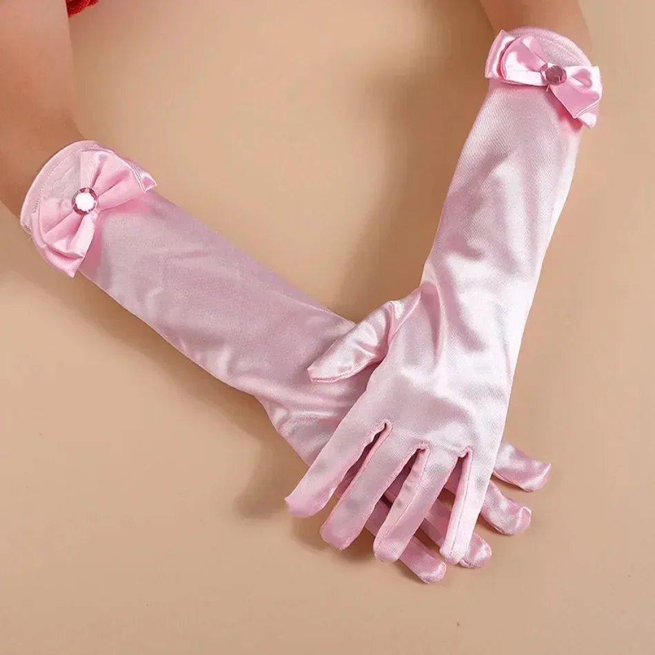Wholesale 10pairs/lot Princess Girls Long Gloves Finger Set for Birthday Party Wedding Elsa Anna Belle Sofia  Accessories Mitten