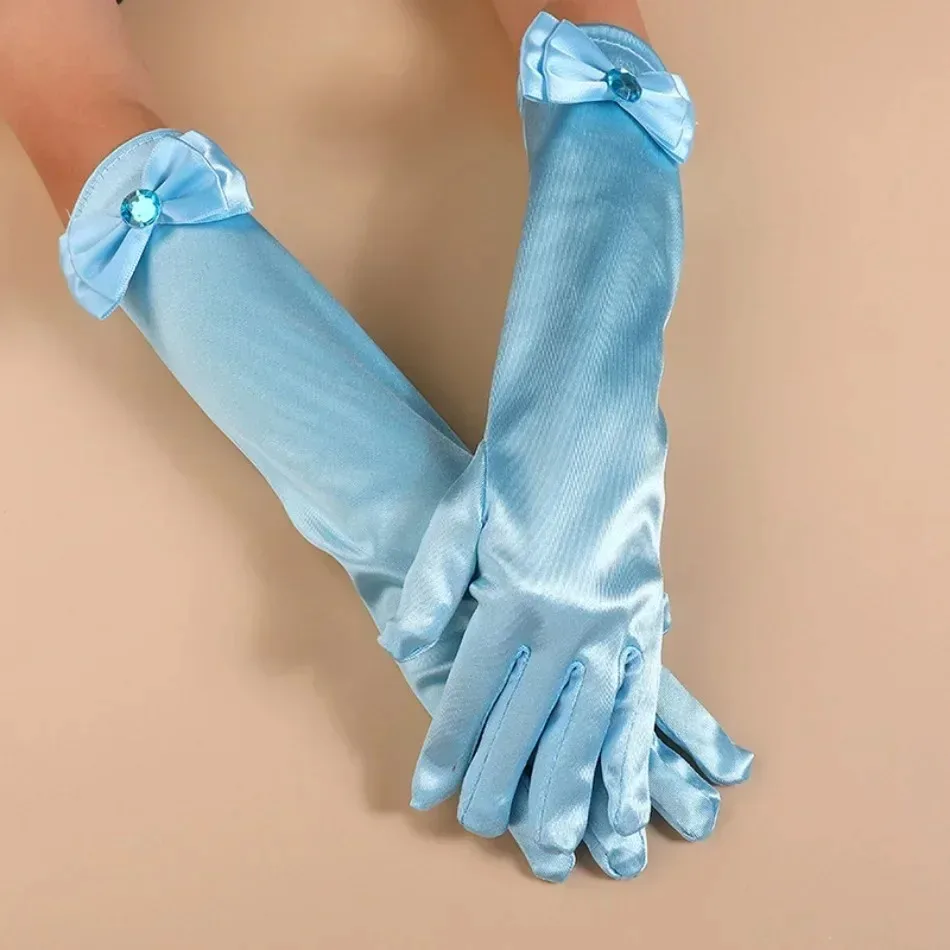 Wholesale 10pairs/lot Princess Girls Long Gloves Finger Set for Birthday Party Wedding Elsa Anna Belle Sofia  Accessories Mitten