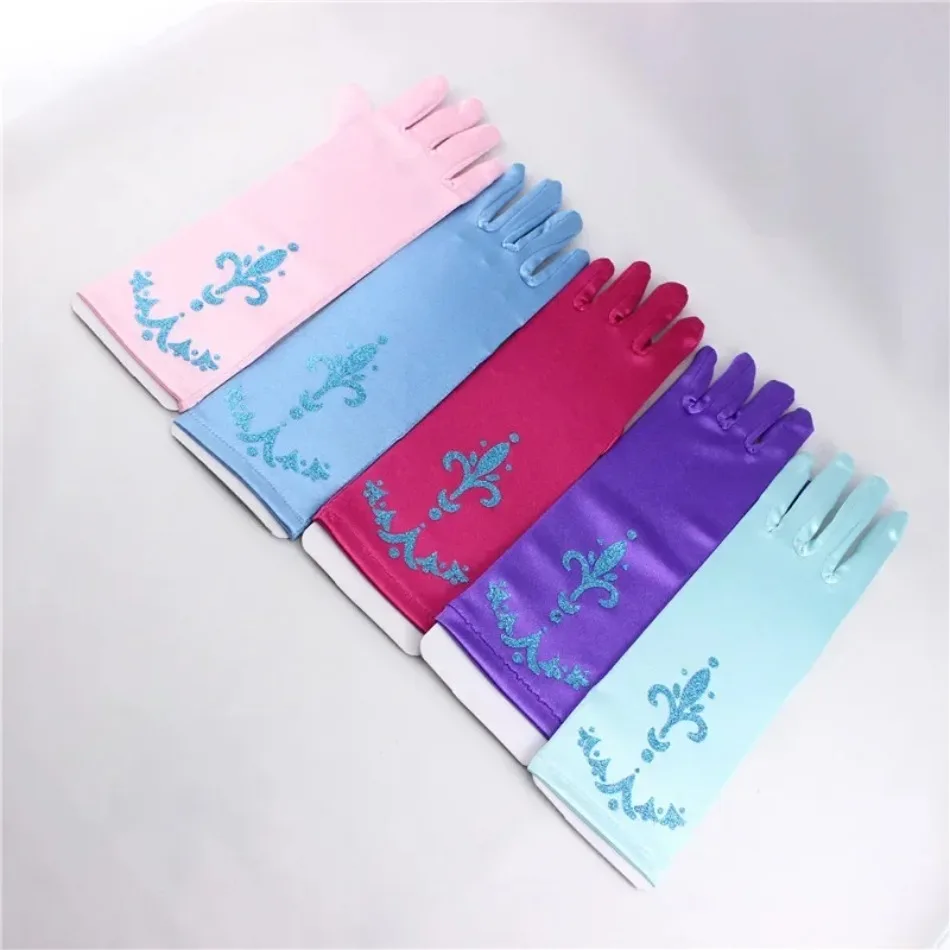 Wholesale 10pairs/lot Princess Girls Long Gloves Finger Set for Birthday Party Wedding Elsa Anna Belle Sofia  Accessories Mitten