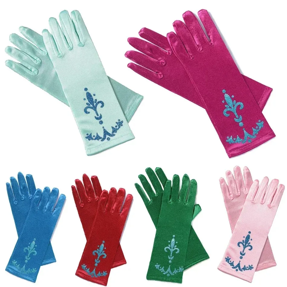 Wholesale 10pairs/lot Princess Girls Long Gloves Finger Set for Birthday Party Wedding Elsa Anna Belle Sofia  Accessories Mitten