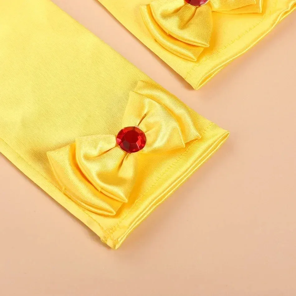 Wholesale 10pairs/lot Princess Girls Long Gloves Finger Set for Birthday Party Wedding Elsa Anna Belle Sofia  Accessories Mitten
