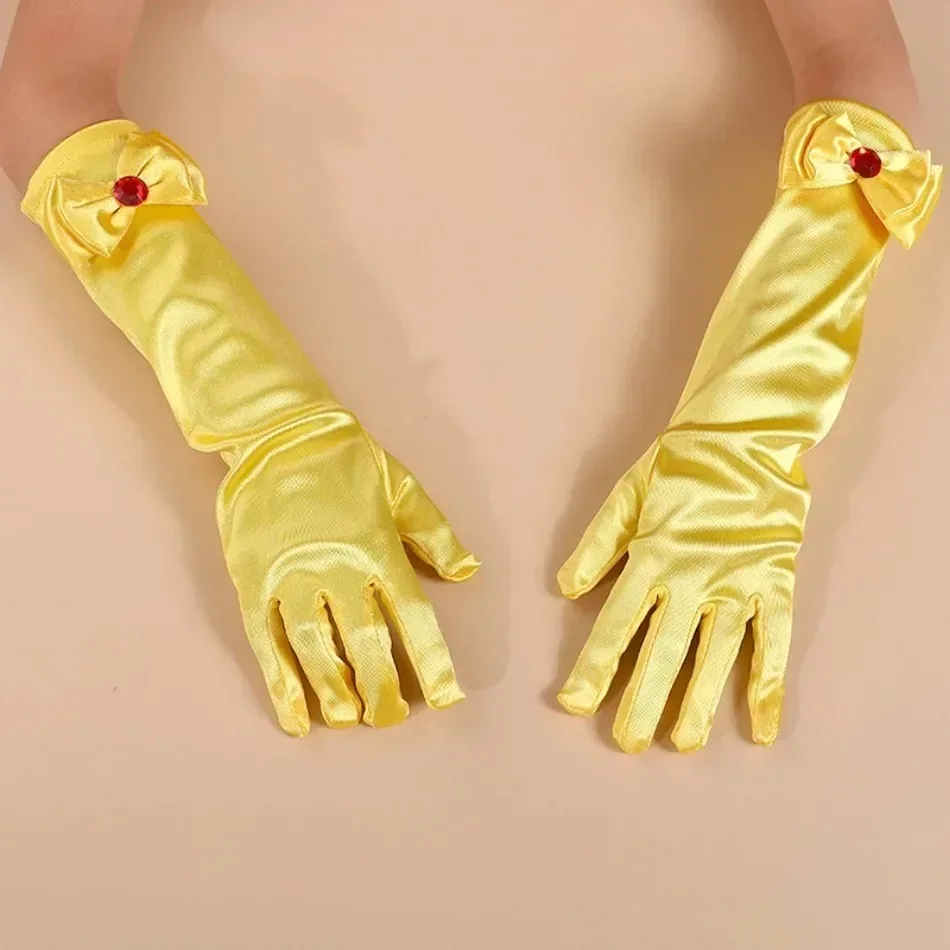 Wholesale 10pairs/lot Princess Girls Long Gloves Finger Set for Birthday Party Wedding Elsa Anna Belle Sofia  Accessories Mitten