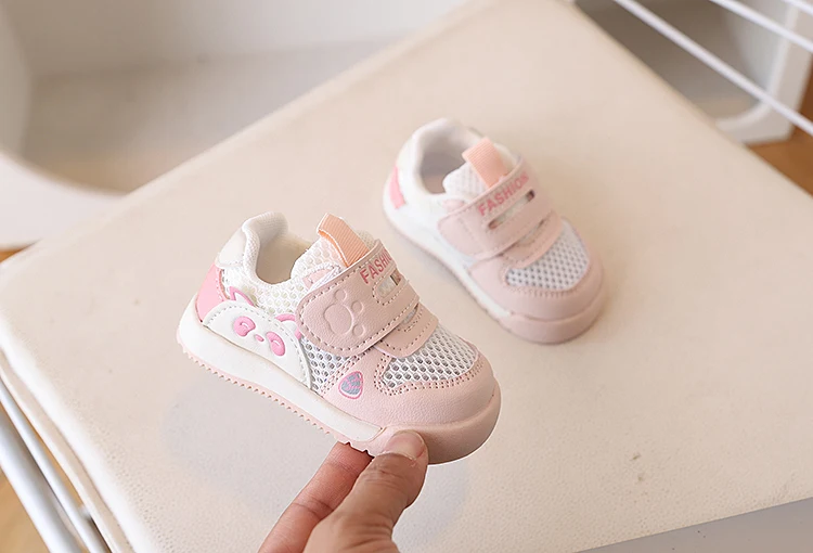Breathable Hollow Out Mesh Toddler Shoes Soft Bottom Panda Design Girls Walking Sandals Summer New Style Toddler Girl Shoes