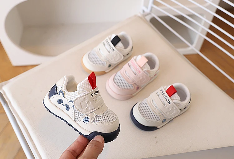 Breathable Hollow Out Mesh Toddler Shoes Soft Bottom Panda Design Girls Walking Sandals Summer New Style Toddler Girl Shoes