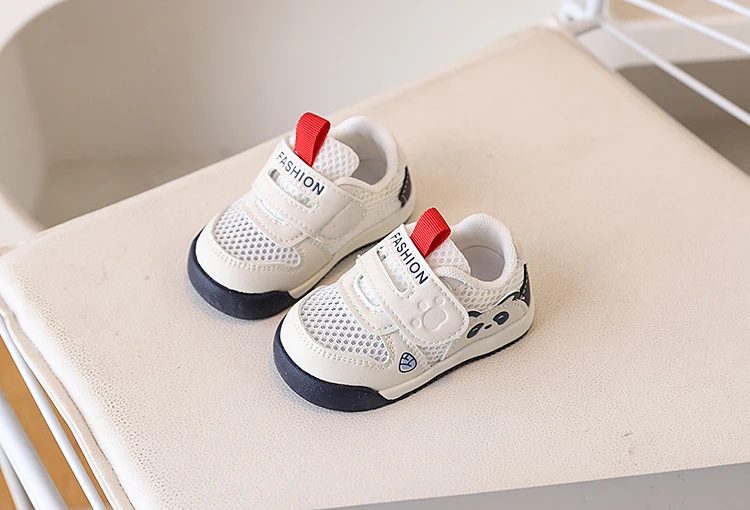 Breathable Hollow Out Mesh Toddler Shoes Soft Bottom Panda Design Girls Walking Sandals Summer New Style Toddler Girl Shoes