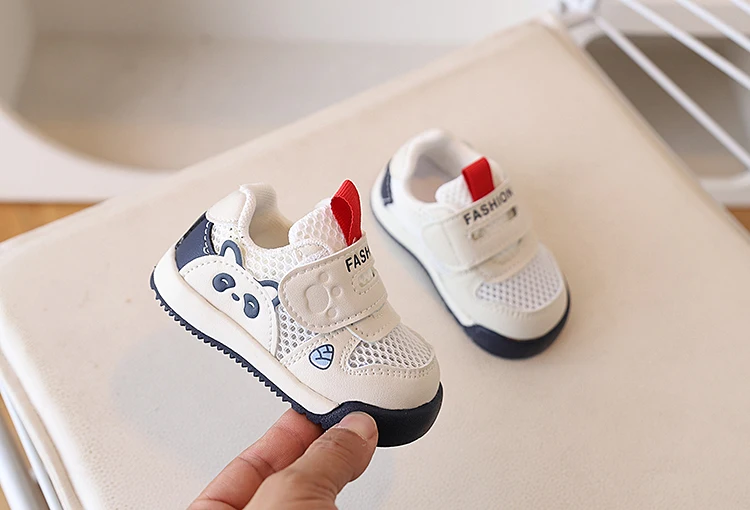 Breathable Hollow Out Mesh Toddler Shoes Soft Bottom Panda Design Girls Walking Sandals Summer New Style Toddler Girl Shoes