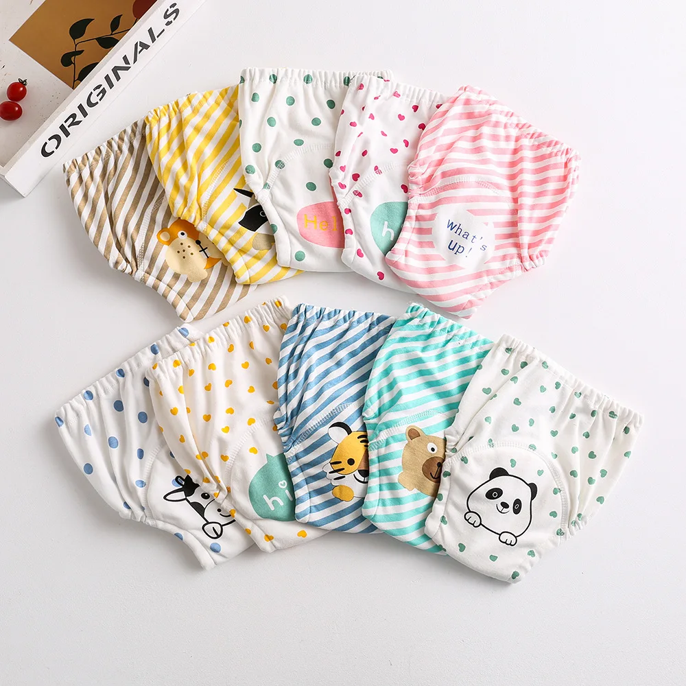 10 Pcs Reusable Baby Training Pants Washable Kids Cloth Diaper Nappies Changing Underwear Infant Toddler Potty Training Panties