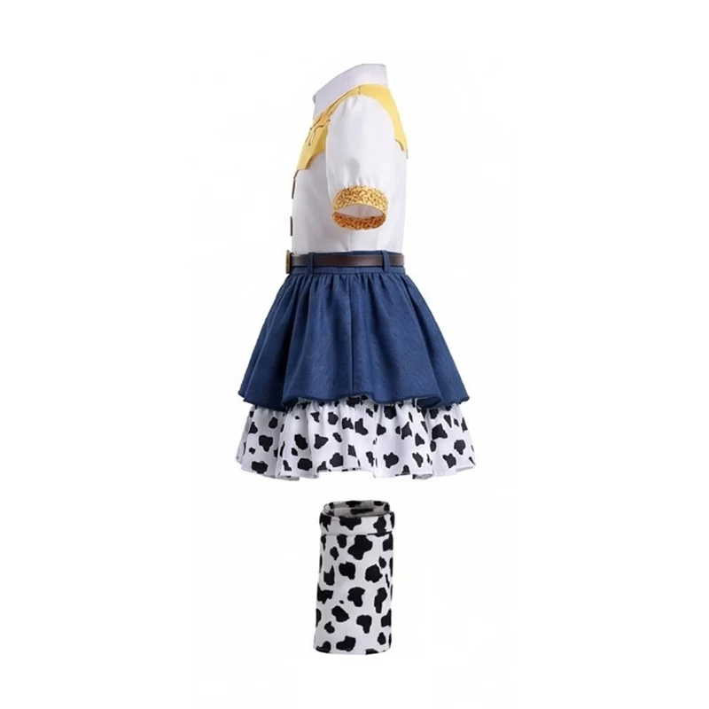 2026 Cool Girl Western Cowgirl Suit Double Layer Cow Print Skirt With Leg Warmers Kid Toy Party Movie Costume Fancy Jessie Dress