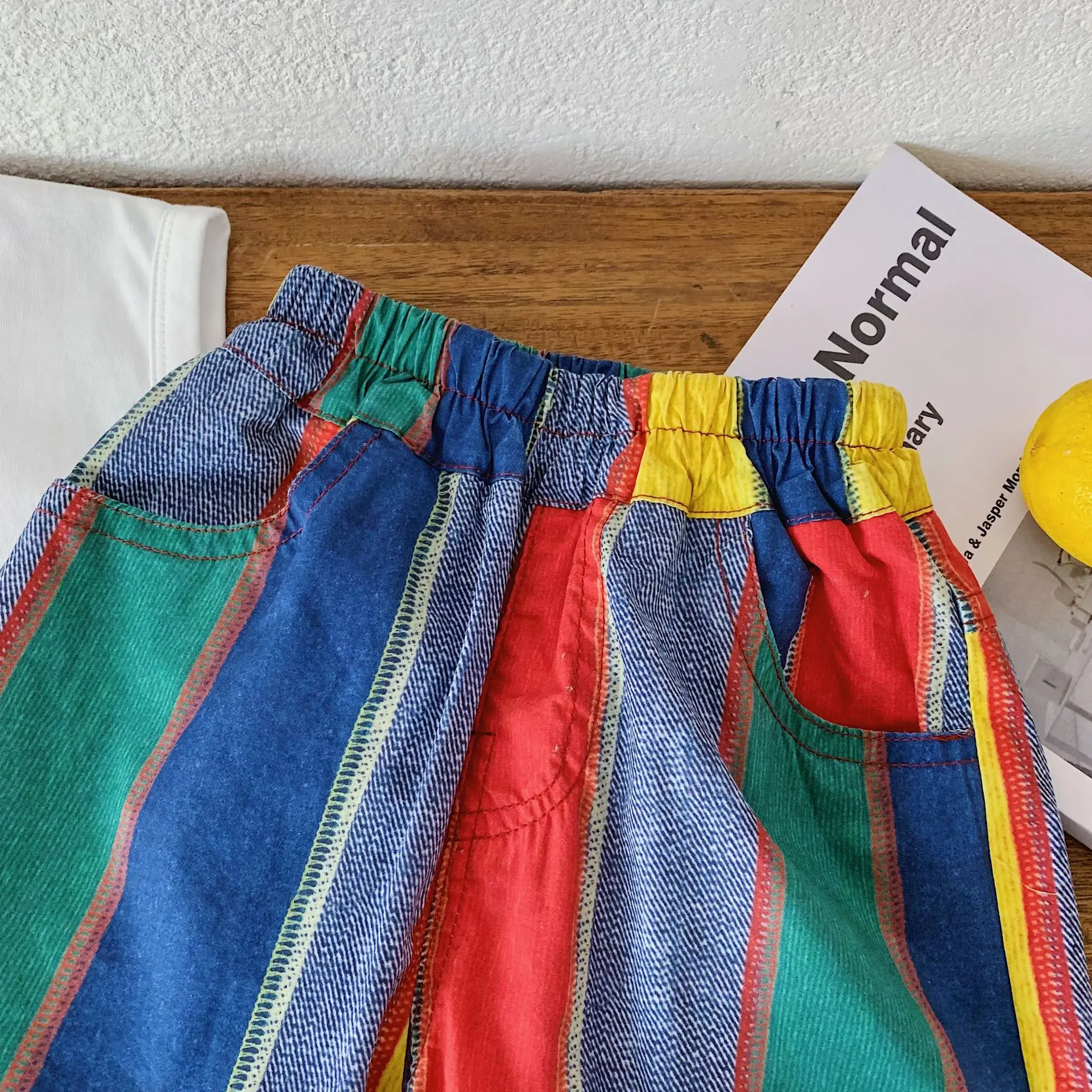 Summer Colorful Stripe Kids Pants Thin Loose Casual Boys Trousers Cotton Breathable Children Pants Streetwear for 1-8Y Boys
