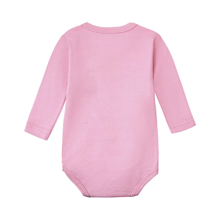 Newborn Baby Bodysuit 0 To 3 Months 100% Cotton Slanting Open Button Solid Color Long Sleeve Jumpsuits Baby Boy Girl Clothes