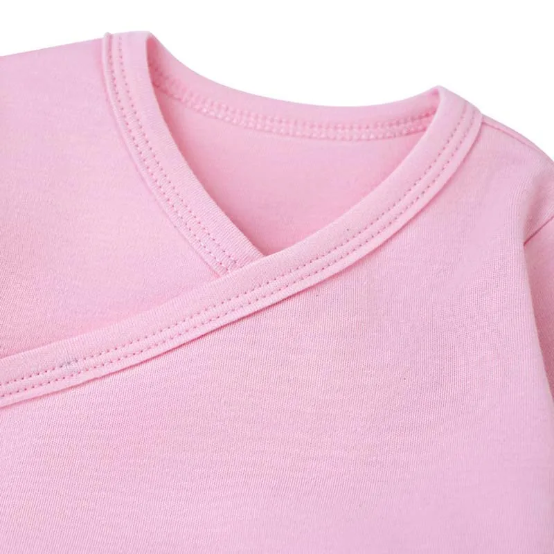Newborn Baby Bodysuit 0 To 3 Months 100% Cotton Slanting Open Button Solid Color Long Sleeve Jumpsuits Baby Boy Girl Clothes