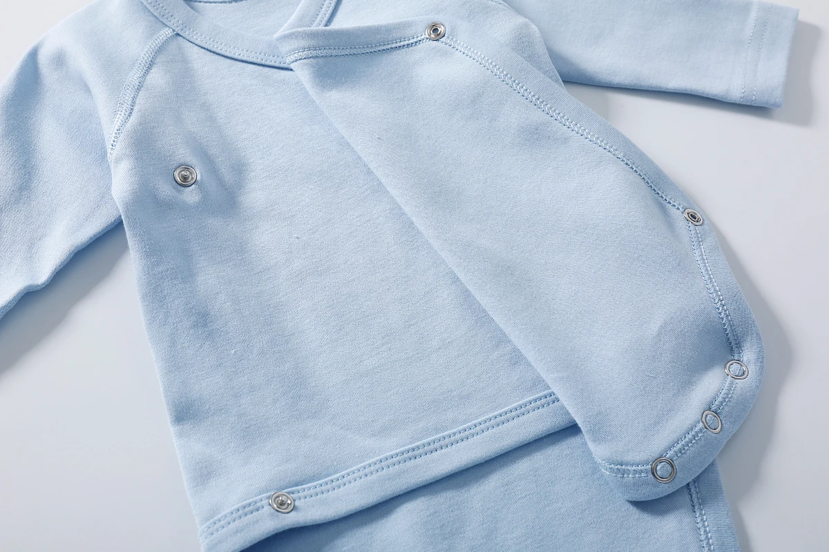 Newborn Baby Bodysuit 0 To 3 Months 100% Cotton Slanting Open Button Solid Color Long Sleeve Jumpsuits Baby Boy Girl Clothes