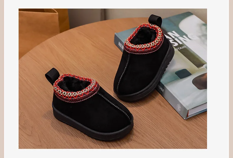 2025 New Fashion Children's Ankle Boots Soft Winter Causal Girls Cotton Shoes Solid Color Kids School Plush Boots Warm Shoes