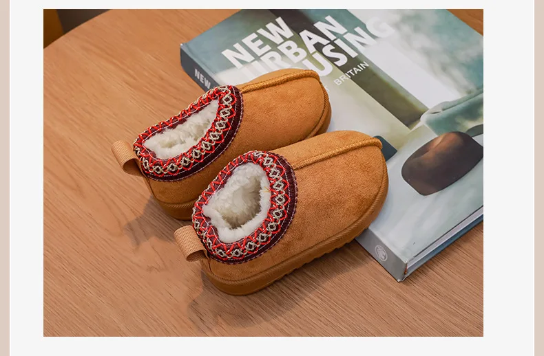 2025 New Fashion Children's Ankle Boots Soft Winter Causal Girls Cotton Shoes Solid Color Kids School Plush Boots Warm Shoes