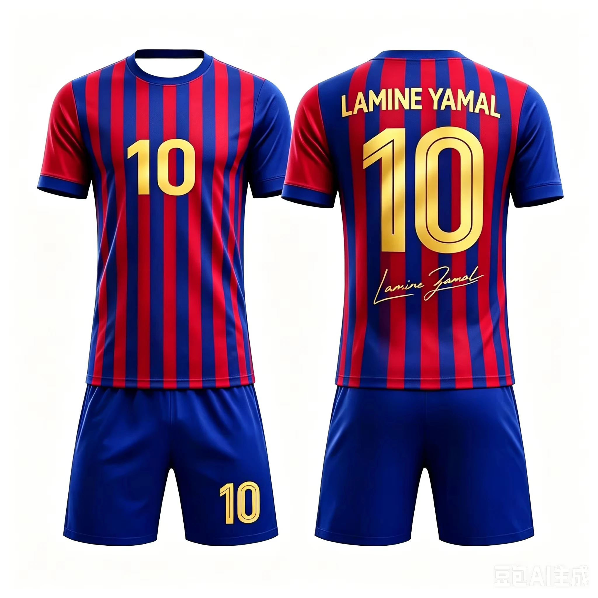 Summer # 19 Yamal AI Personality Edition Striped Striped Football Shirt Set Adult Children Fashion Casual Outdoor Sports Set