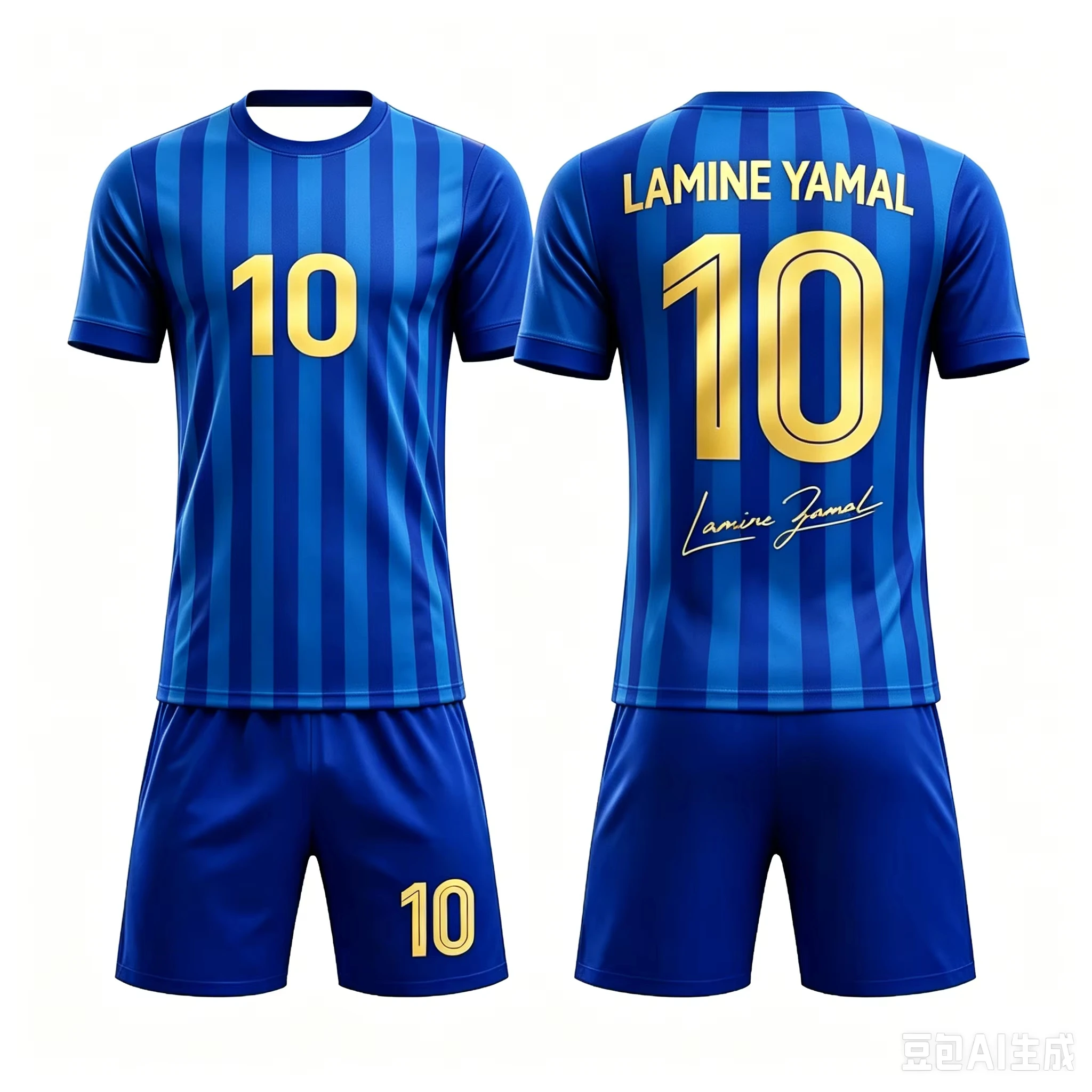 Summer # 19 Yamal AI Personality Edition Striped Striped Football Shirt Set Adult Children Fashion Casual Outdoor Sports Set