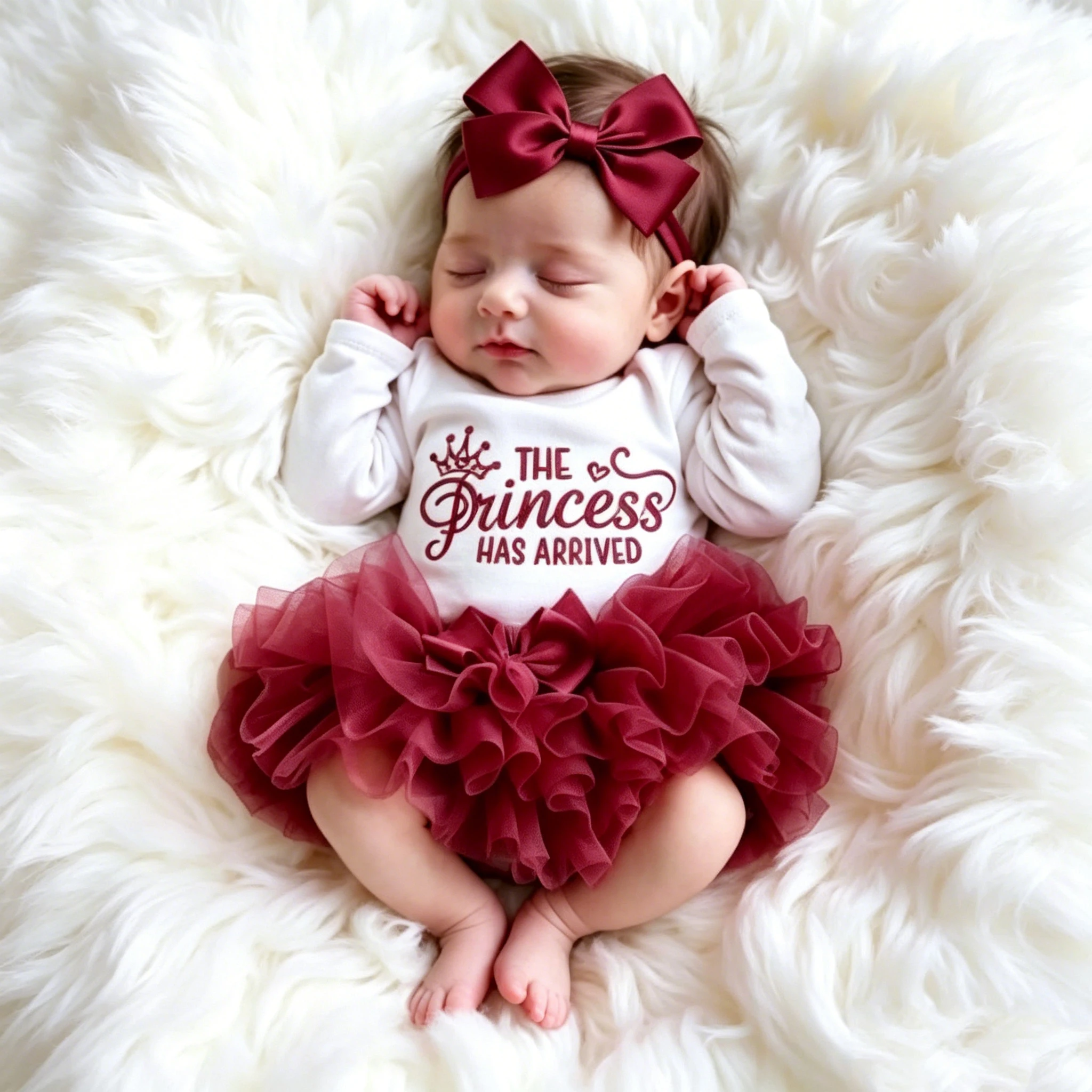 Ylsteed Summer Newborn Photography Outfit Sets Infant Baby Girls Letter Print Romper Pink Tulle Skirt Headband Photo Props-HD