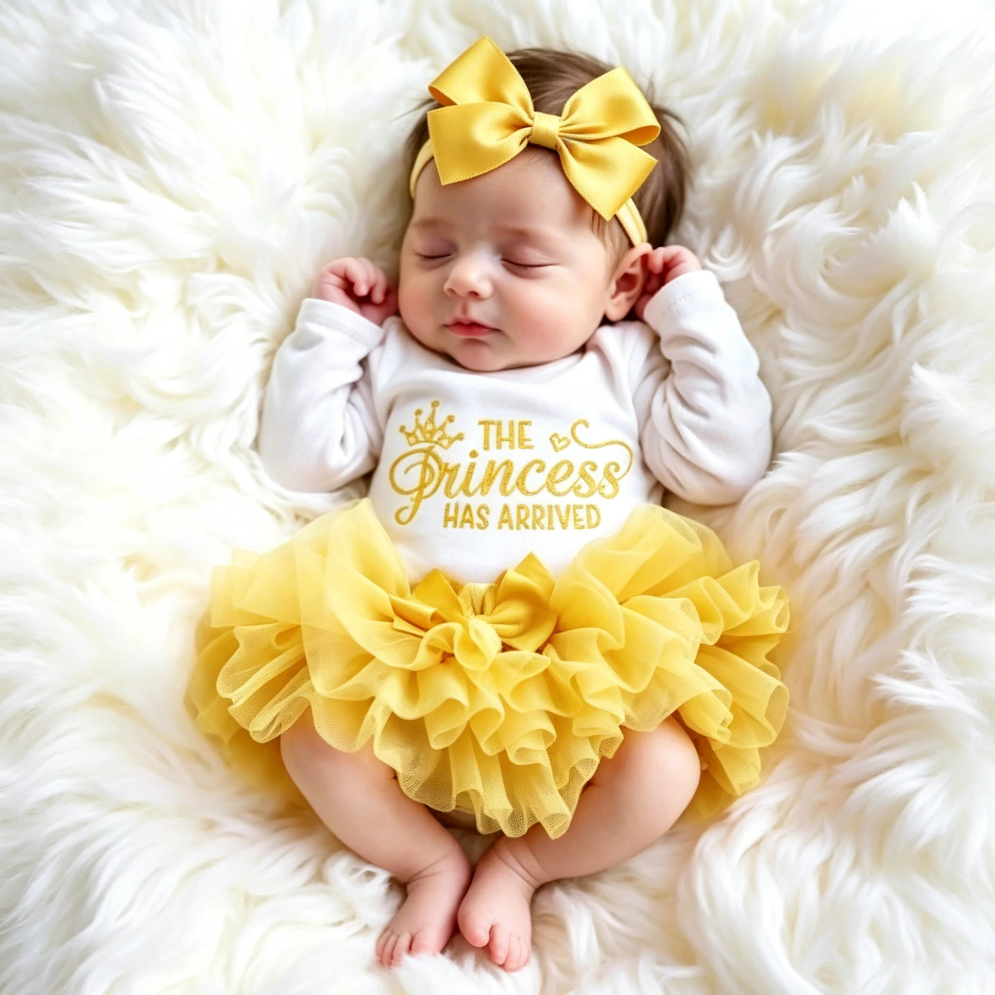 Ylsteed Summer Newborn Photography Outfit Sets Infant Baby Girls Letter Print Romper Pink Tulle Skirt Headband Photo Props-HD