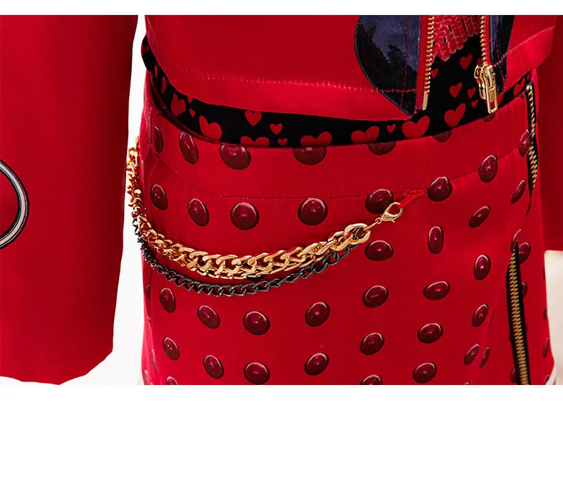 2026 New Movie Cosplay Outfit Girls Red Heart Printed 4Pcs Dress Set Jacket+Top+Skirt+Pants Halloween Costume Descendant Cosplay