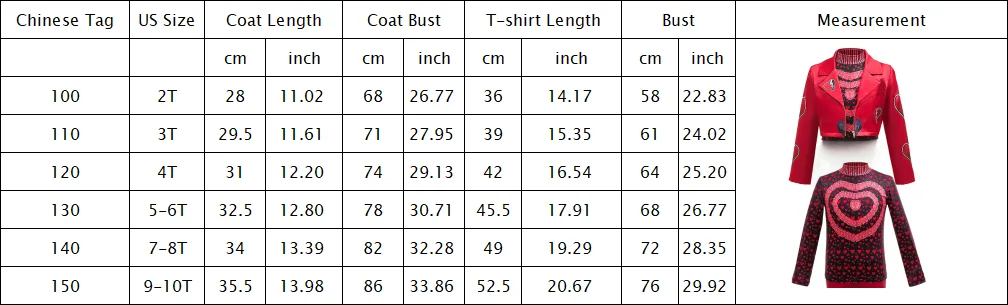 2026 New Movie Cosplay Outfit Girls Red Heart Printed 4Pcs Dress Set Jacket+Top+Skirt+Pants Halloween Costume Descendant Cosplay
