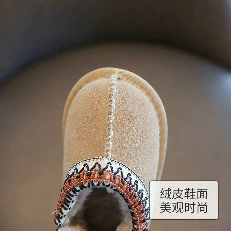 Baby Warm Casual Flat Low Top Snow Boots 2025 Winter Fashion Childrens' Concise Soft Soled Comfortable Non Slip Cotton Shoes