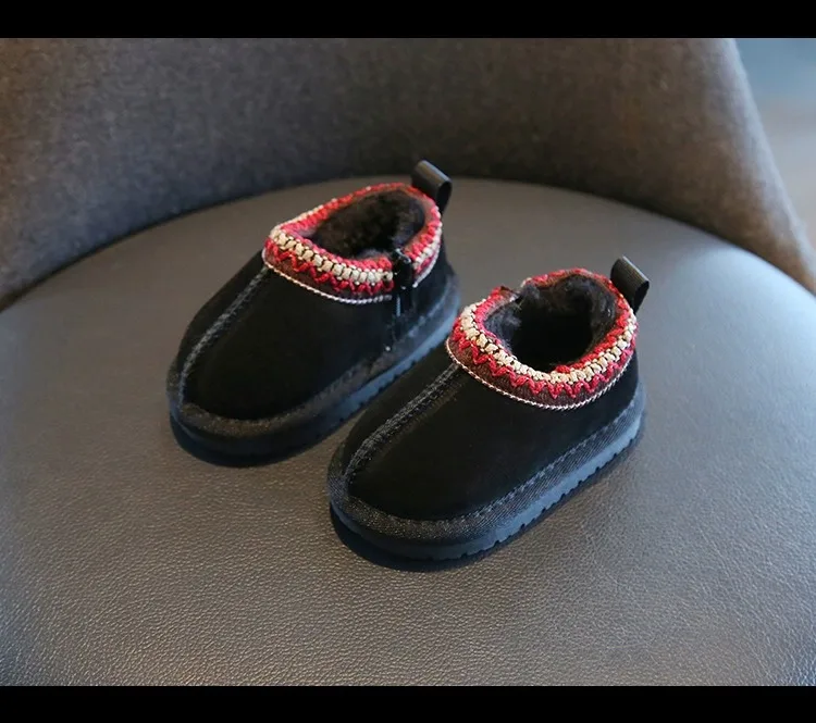 Baby Warm Casual Flat Low Top Snow Boots 2025 Winter Fashion Childrens' Concise Soft Soled Comfortable Non Slip Cotton Shoes