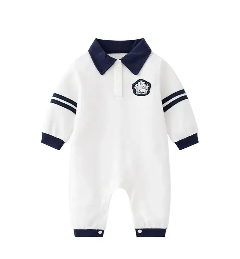 Baby Onesies, Cotton Simple Spring and Autumn Style Long-Sleeved Climbing Clothes, Boy Baby Ha Clothes Fashion Outerwear