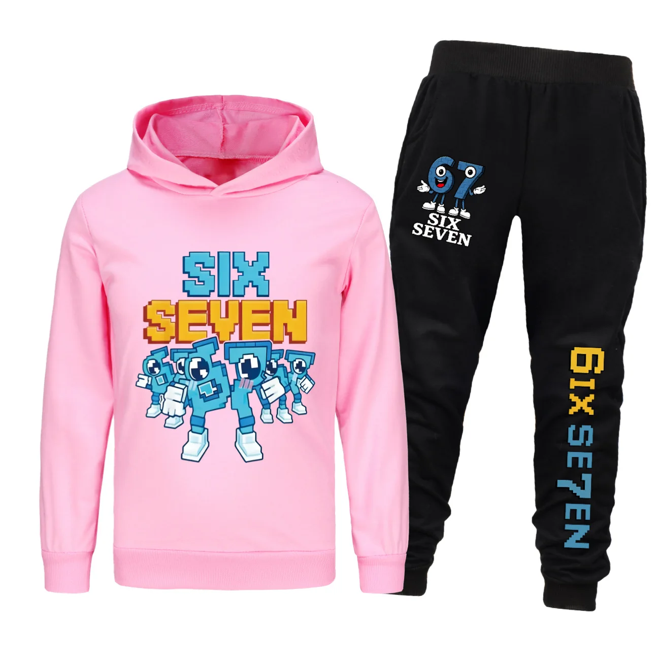 Six Seven Kids Clothes Set Cartoon Steal A Brainrot  Boys Girls Hoodie+Pants 2pcs Set Toddler  Tracksuit Children Outfits